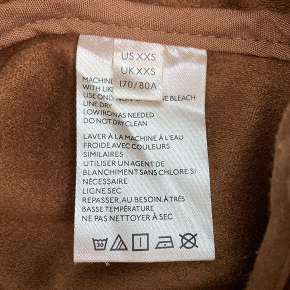 Anthropologie | Faux Suede Moto Jacket Brown Cropped Biker Size XXS - Picture 11 of 12